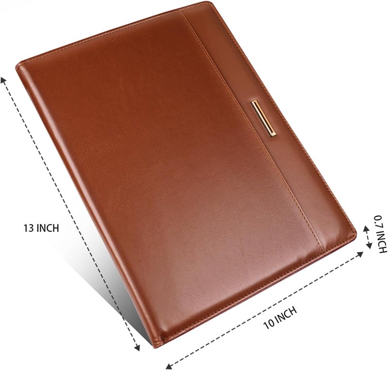 WAVEYU Padfolio/Resume Portfolio Folder for Women Men, Cute Chic Padfolio Cover Folder, Conference/Legal Document Organizer with Letter/A4 Size Clipboard, Document Sleeve, Brown - Image 4